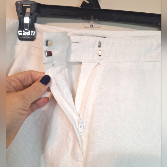 Talbots 20w heritage wide leg pure Irish linen white pants - Picture 2 of 7